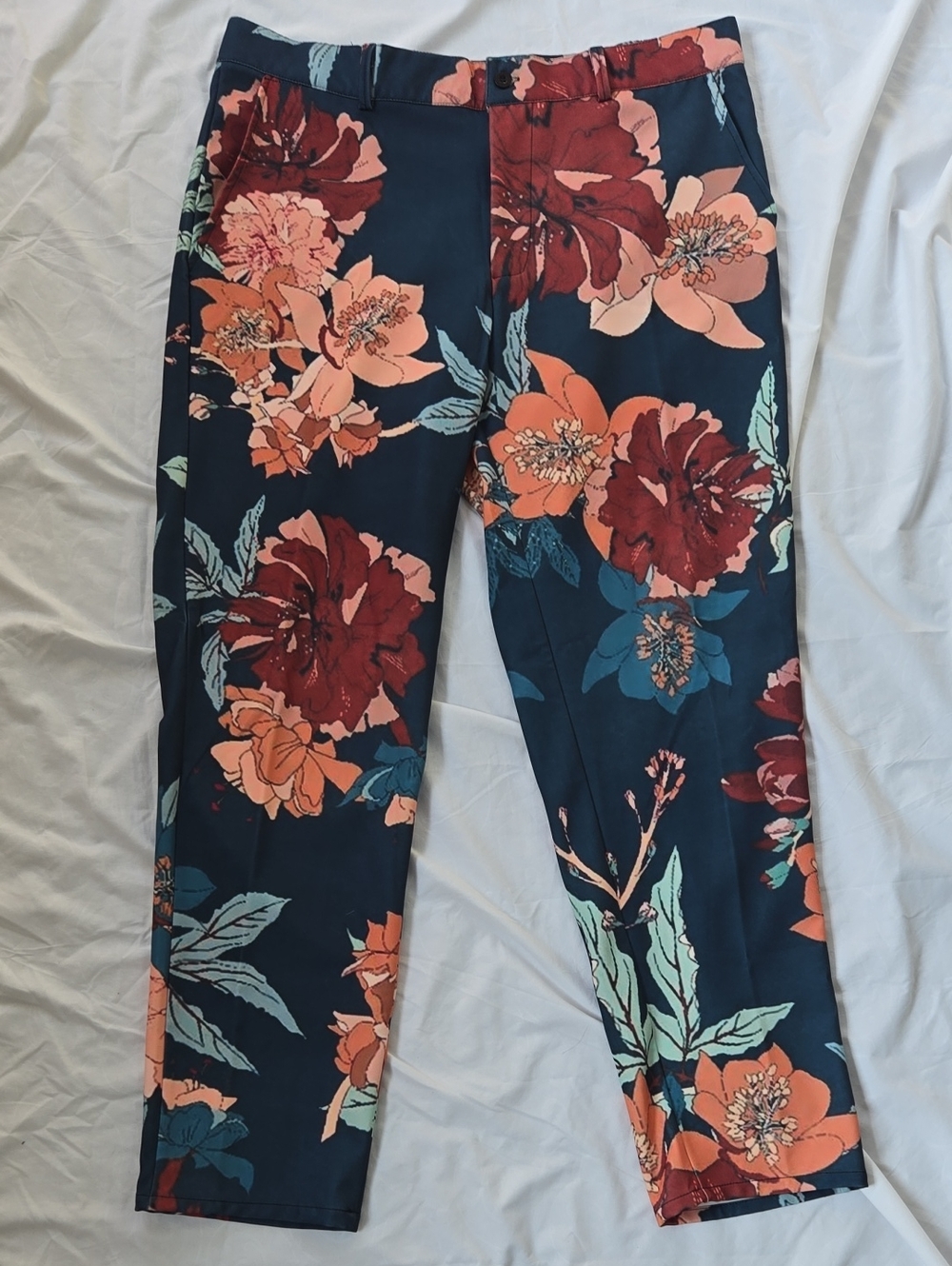 Men's/Unisex Dark Teal Pants Multicolor Floral Graphics All Over Front & Back